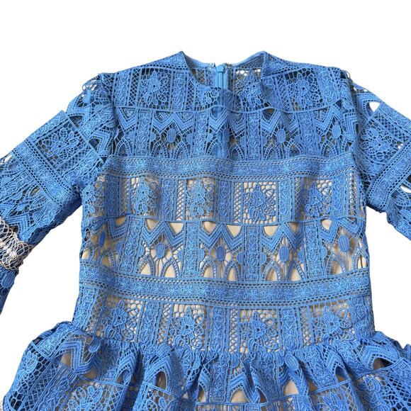 NEW Alexis Gem Tiered Mini Dress Periwinkle Blue Lace - Picture 5 of 10